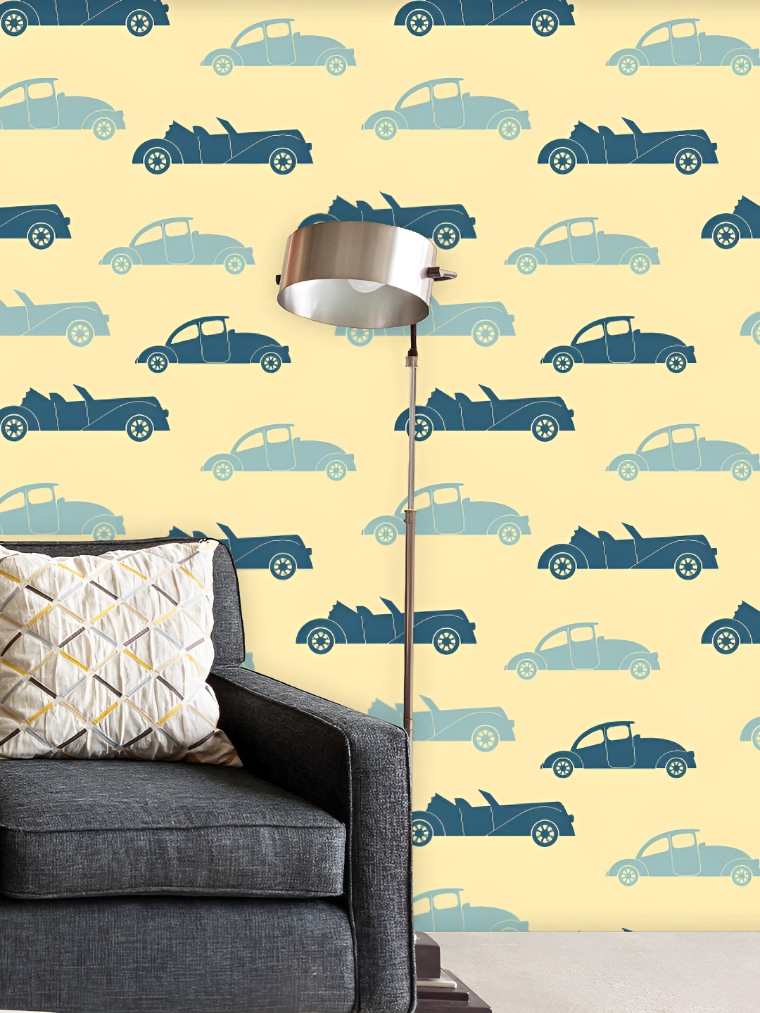 

ArtzFolio Yellow & Blue Printed Peel & Stick Water Resistant Wallpaper