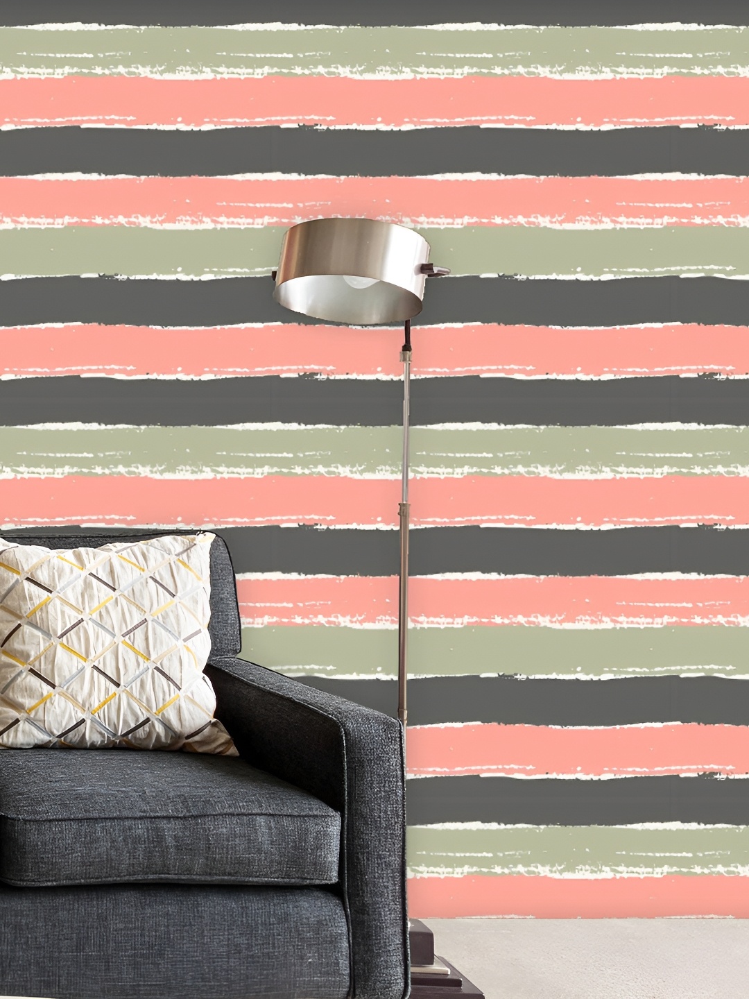 

ArtzFolio Peach & Beige Brush Striped Peel & Stick Laminated Wallpaper