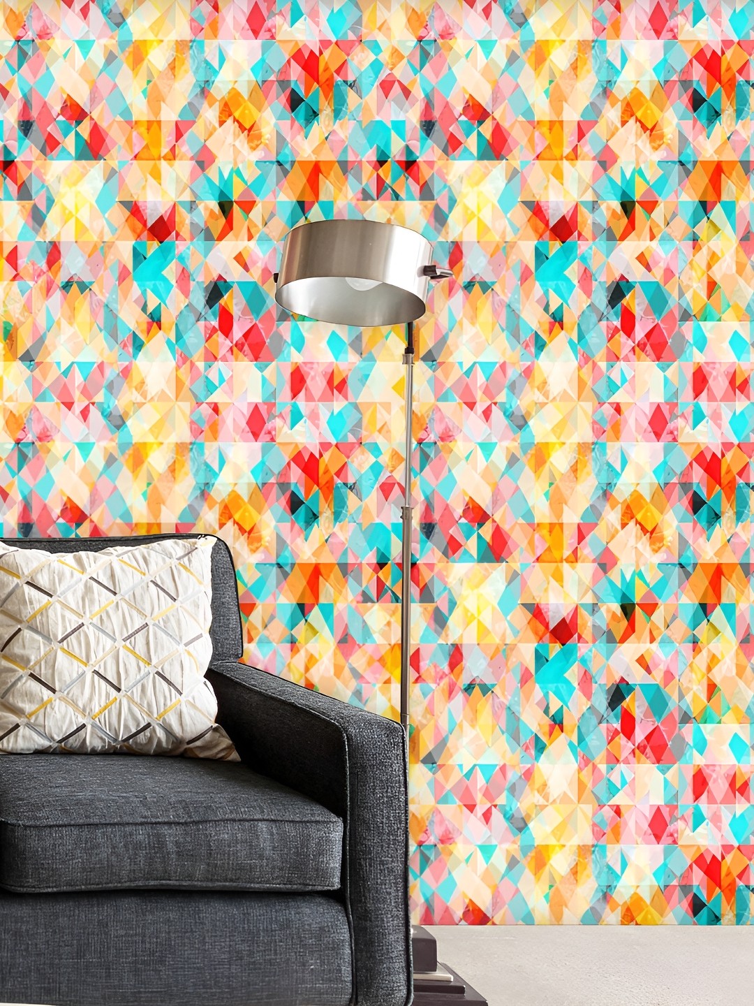 

ArtzFolio Blue & Yellow Geometric Printed Self-adhesive Water-Resistant Wallpaper