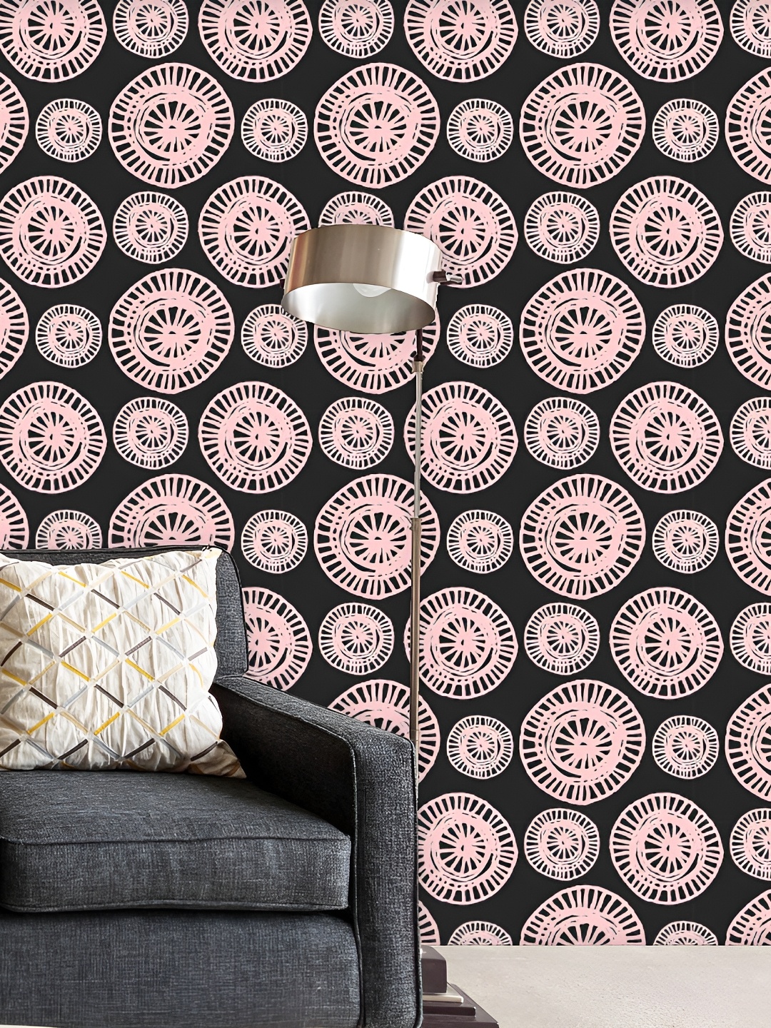 

ArtzFolio Black & Beige Geometric Printed Water Resistant Peel & Stick Wallpaper