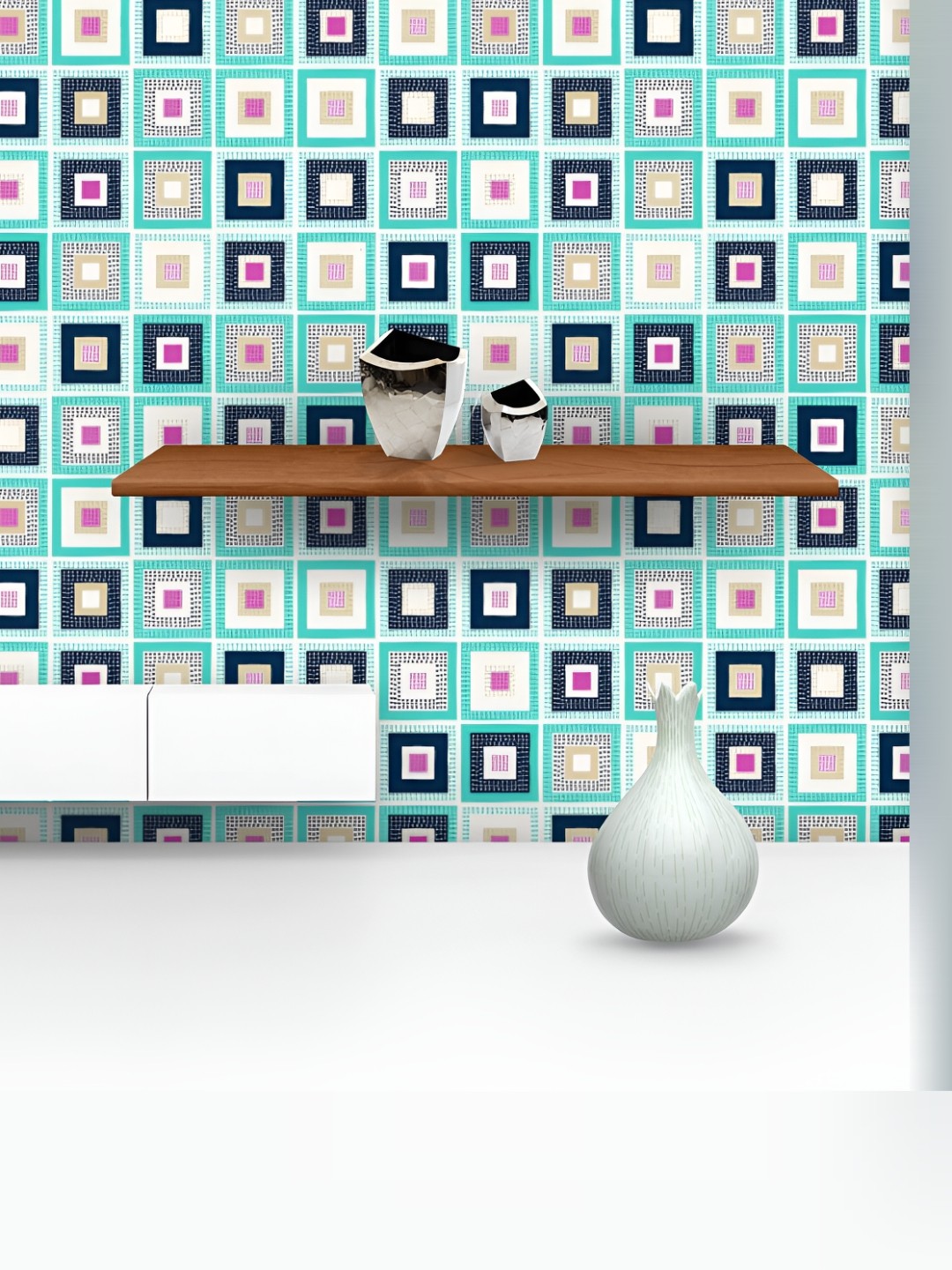 

ArtzFolio Blue & White Geometric Printed Self Adhesive Wallpaper