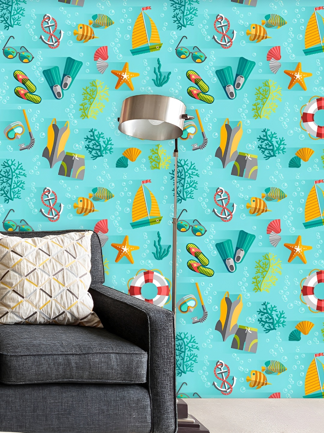 

ArtzFolio Blue & Yellow Printed Self-Adhesive Wallpaper