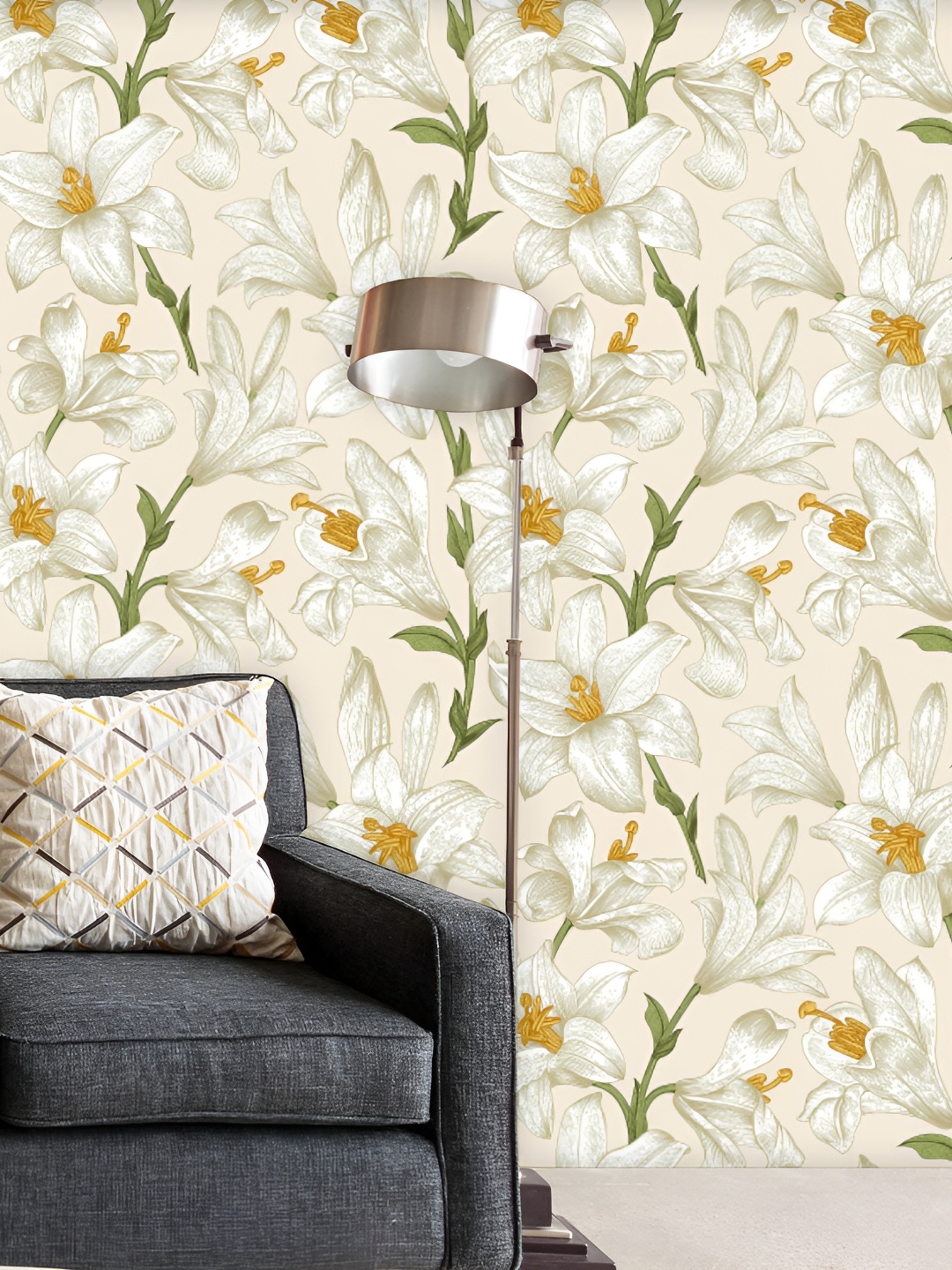 

ArtzFolio Beige & Green Floral Printed Water Resistant Peel & Stick Wallpaper