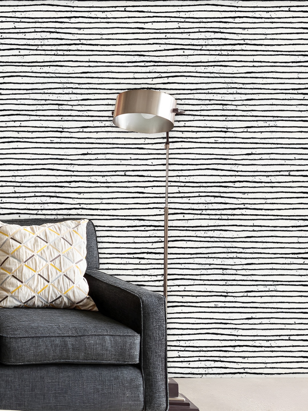 

ArtzFolio Grey & White Striped Peel & Stick Wallpaper