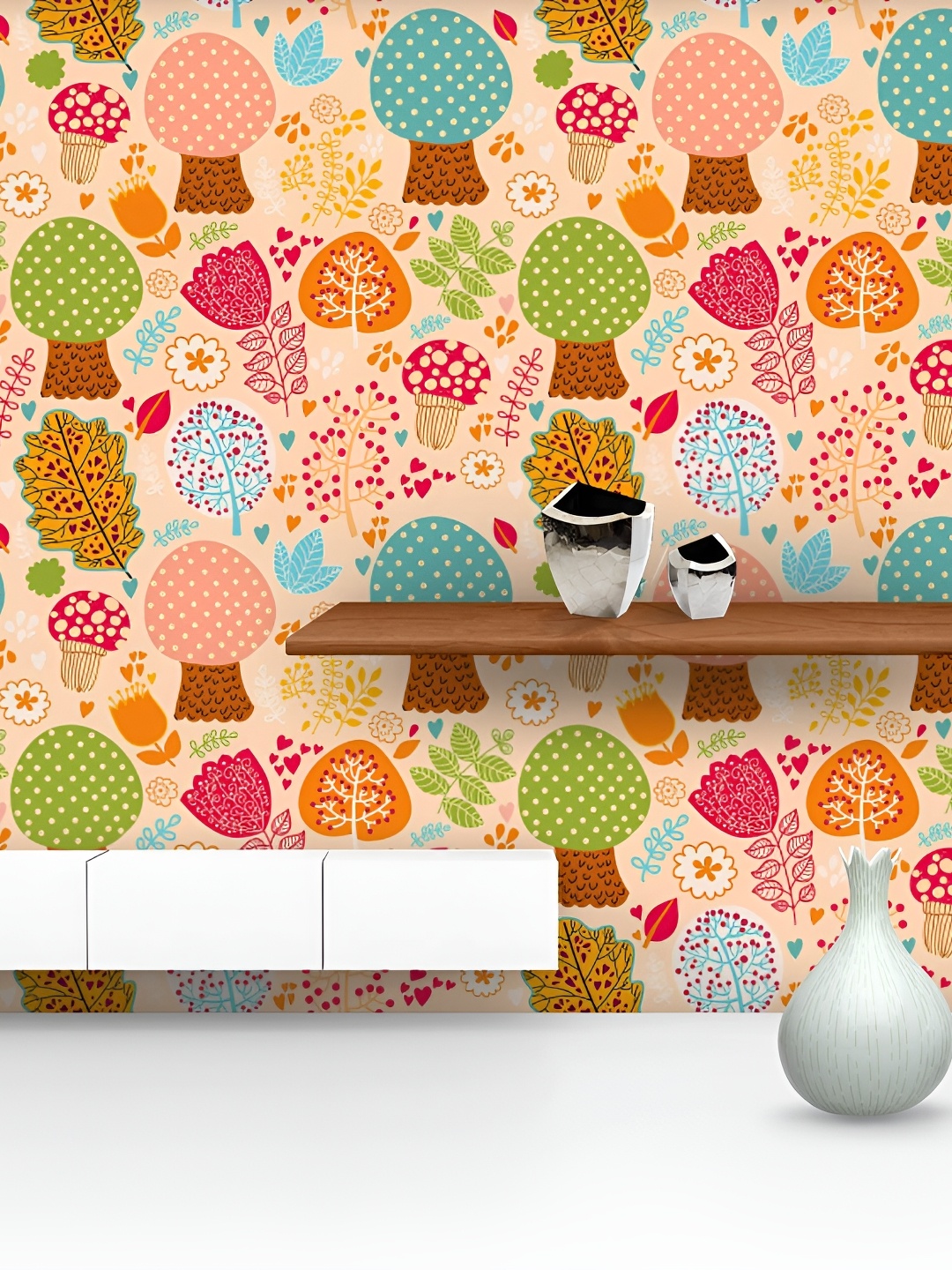 

ArtzFolio Cream Green Printed Self-Adhesive Water-Resistant Peel & Stick Wallpaper