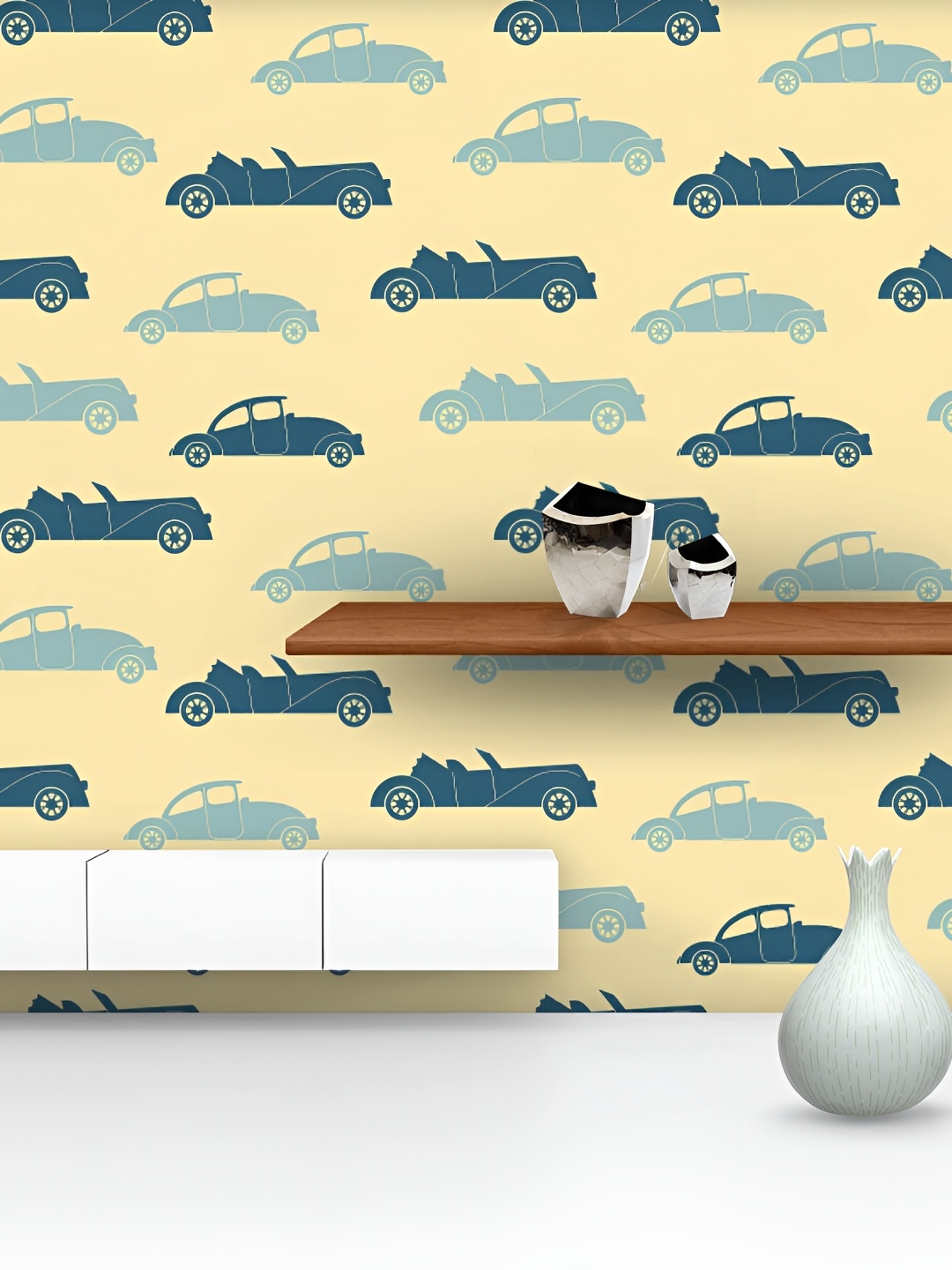 

ArtzFolio Beige & Blue Printed Self Adhesive Wallpaper