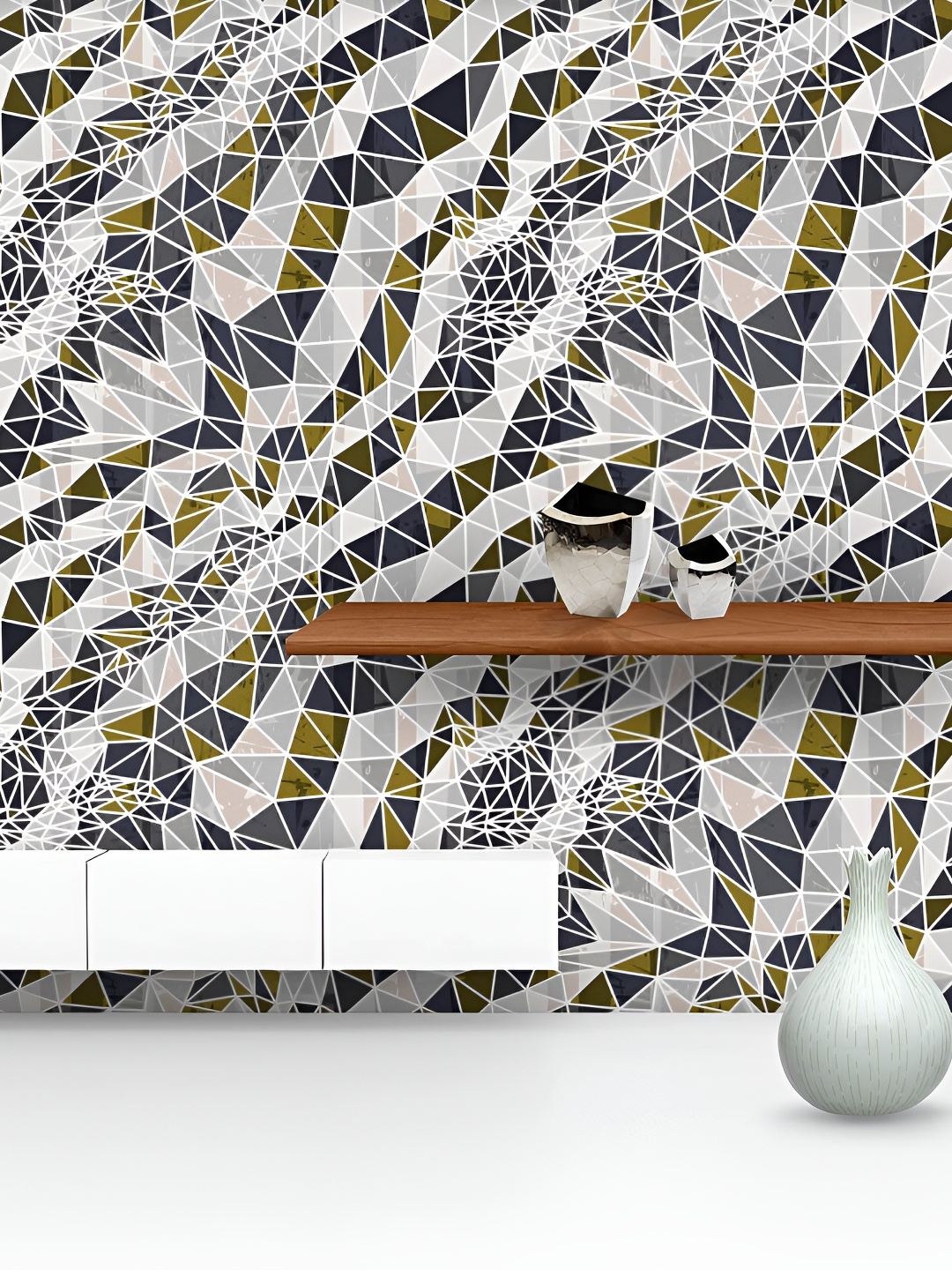 

ArtzFolio White & Grey Printed Water Resistant Peel & Stick Wallpaper