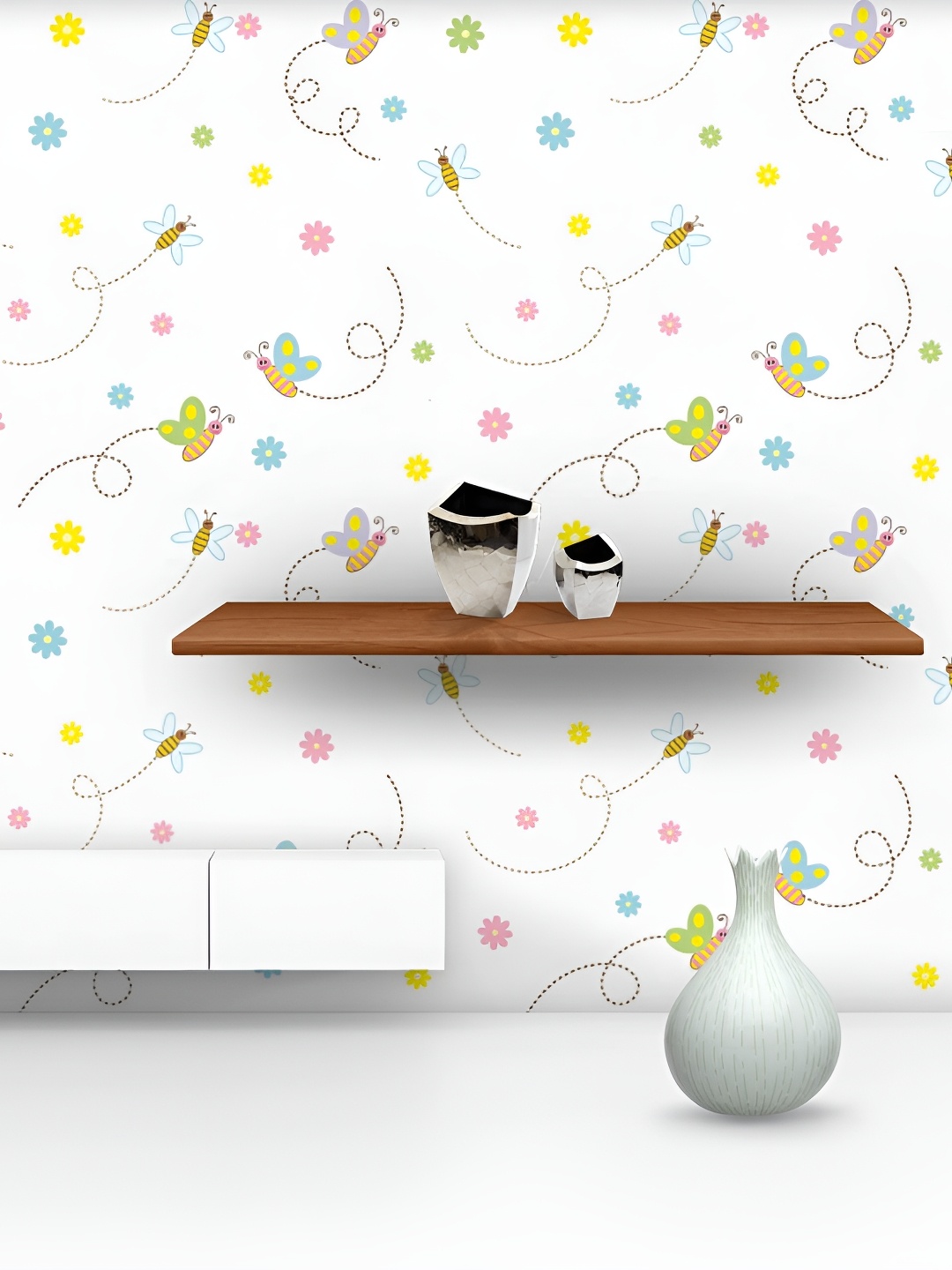 

ArtzFolio White & Yellow Butterfly Printed Self Adhesive Wallpaper