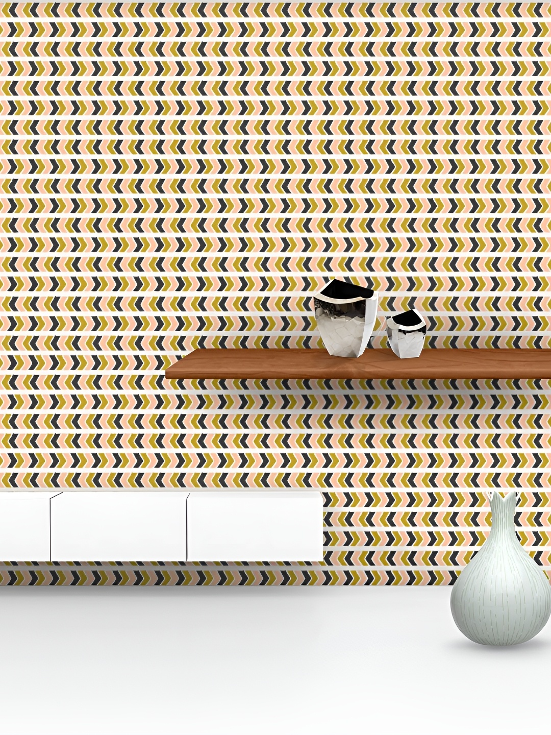 

ArtzFolio Cream Coloured & Black Printed Peel & Stick Wallpaper