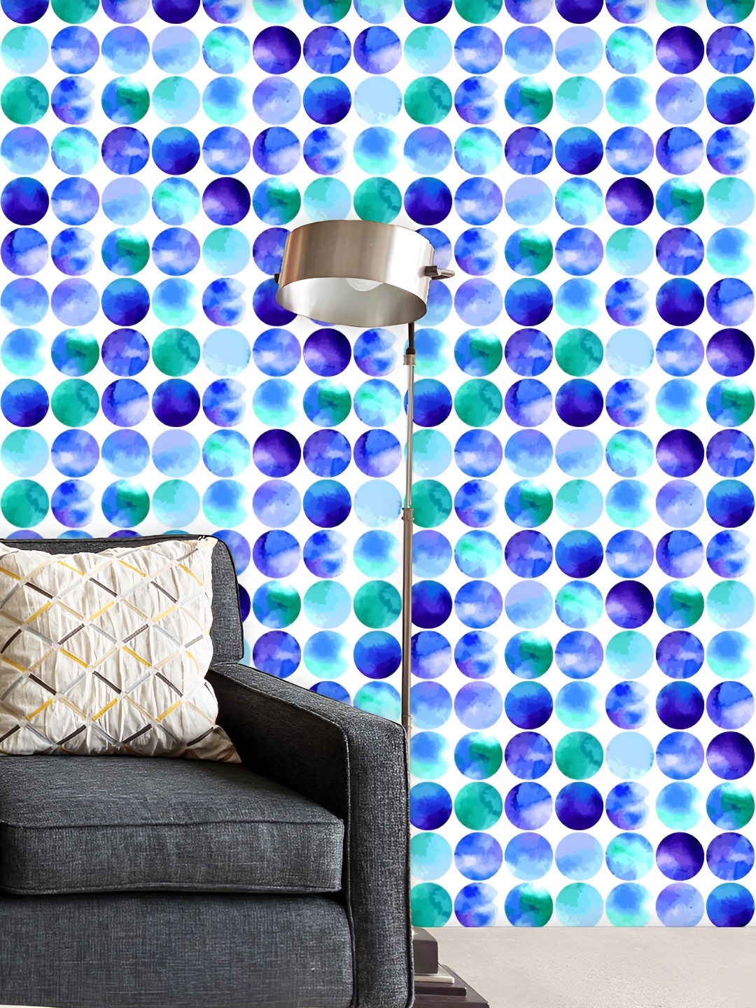 

ArtzFolio White Geometric Printed Peel & Stick Non-PVC Vinyl Self-Adhesive Wall Sticker, Blue