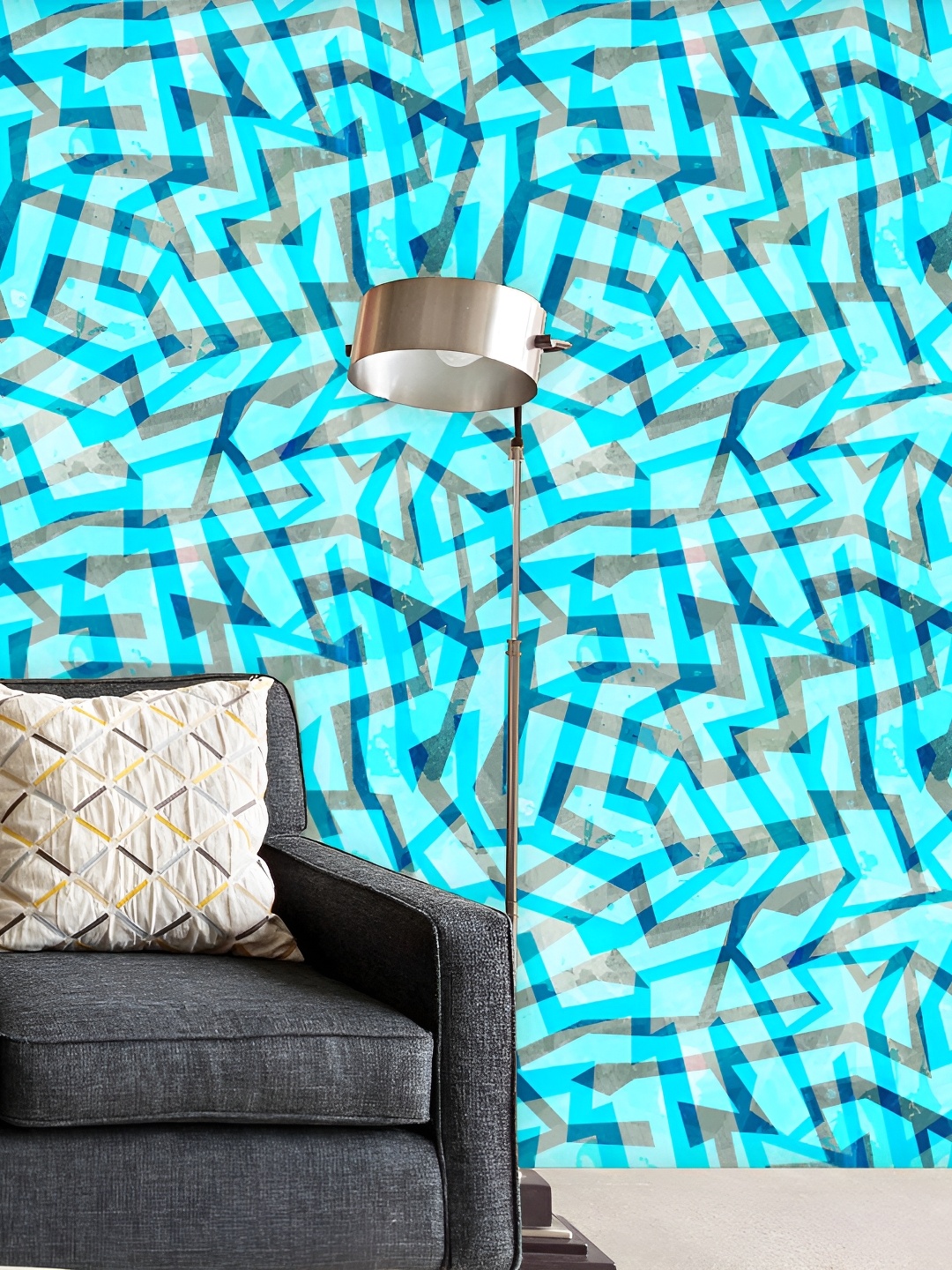 

ArtzFolio Blue & Grey Printed Self Adhesive Wallpaper