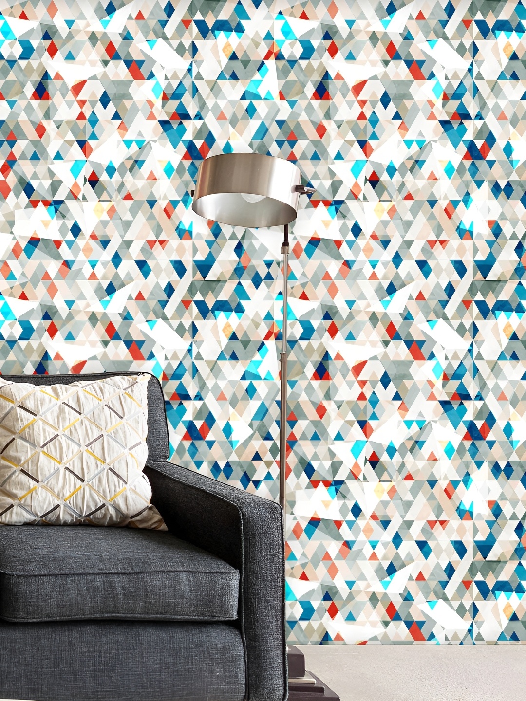 

ArtzFolio White & Grey Geometric Printed Peel & Stick Self-Adhesive Wall Paper
