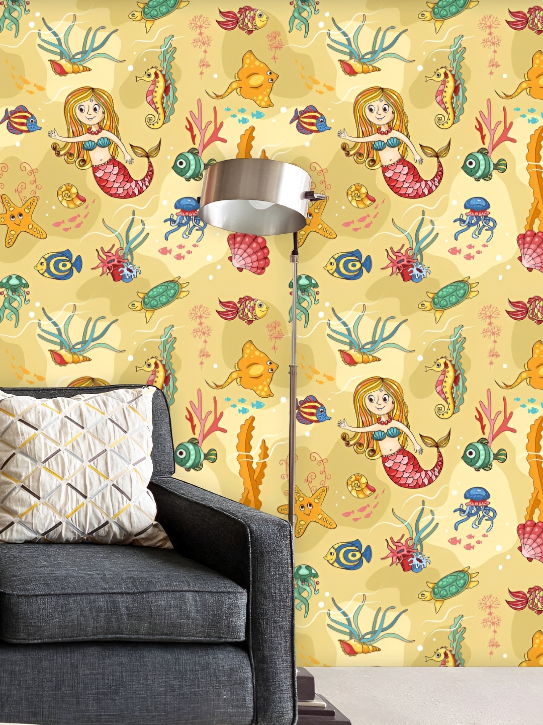 

ArtzFolio Yellow Conversational Printed Self-Adhesive Peel & Stick Wallpaper