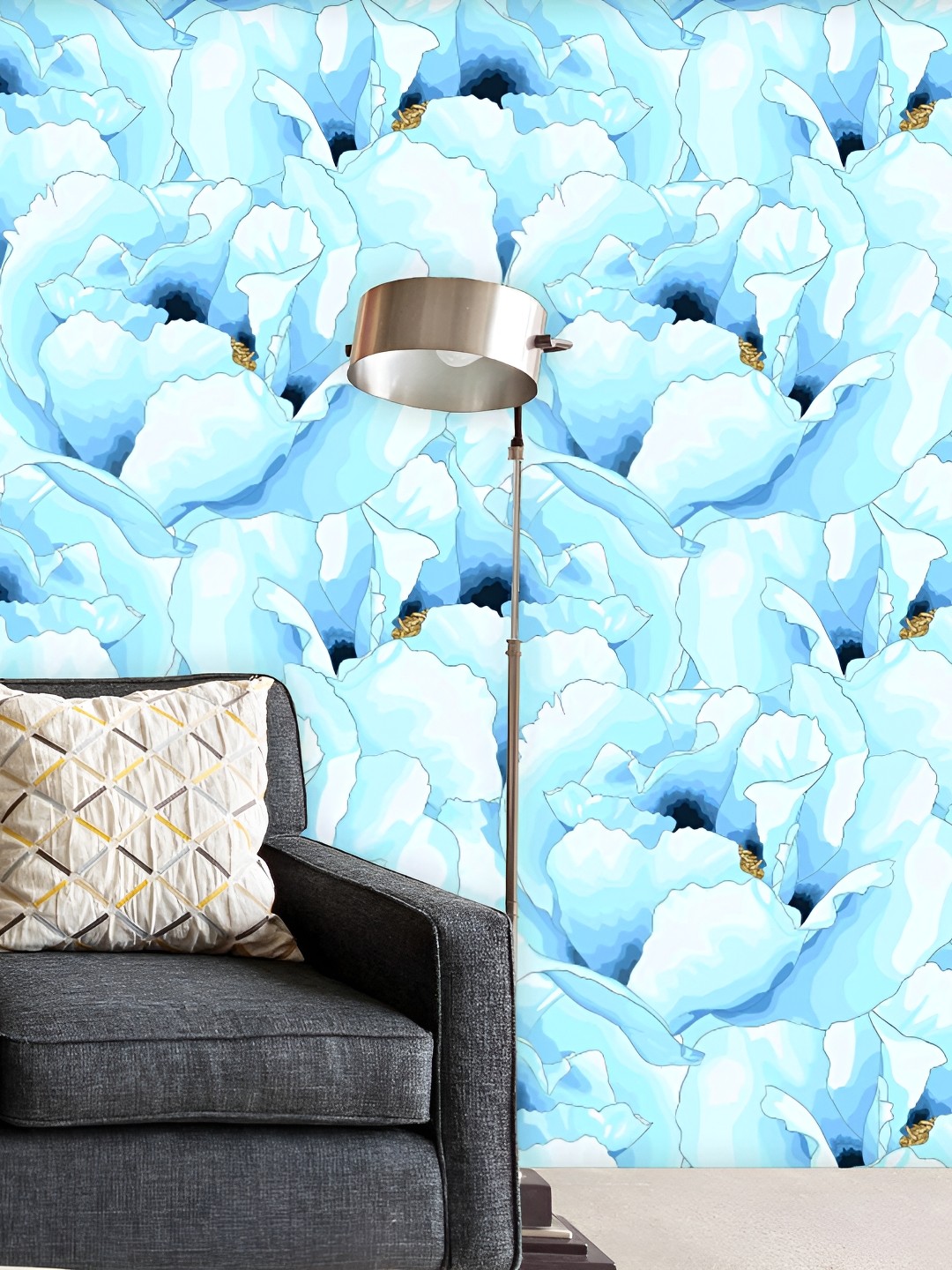 

ArtzFolio Blue & White Printed Self Adhesive Peel & Stick Wall Stickers