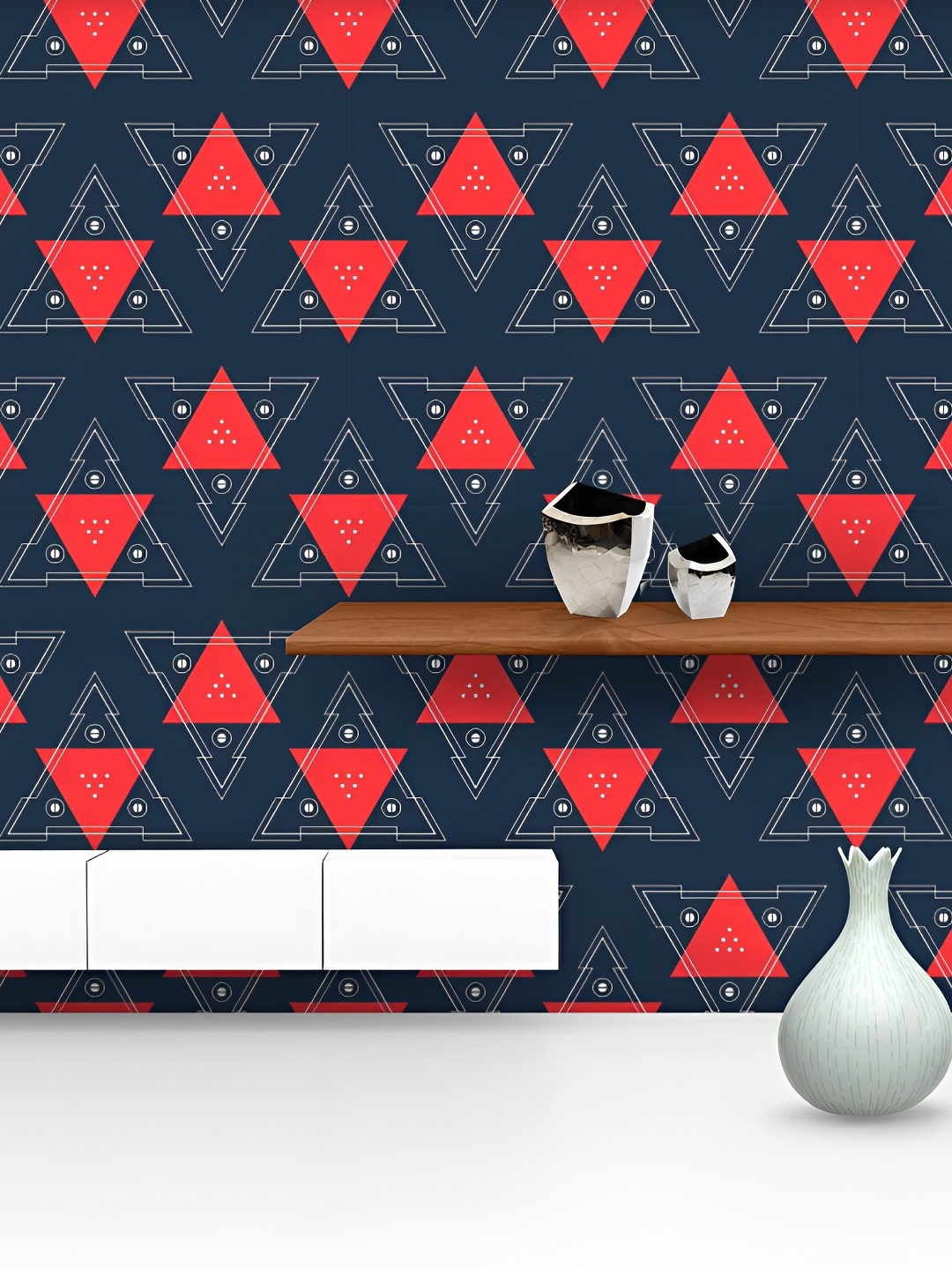 

ArtzFolio Navy Blue & Red Geometric Printed Self Adhesive Wall Decal