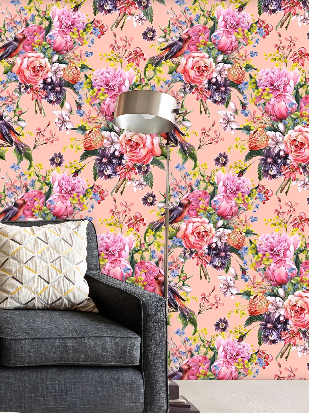 

ArtzFolio Peach & Pink Floral Printed Self Adhesive Wallpaper