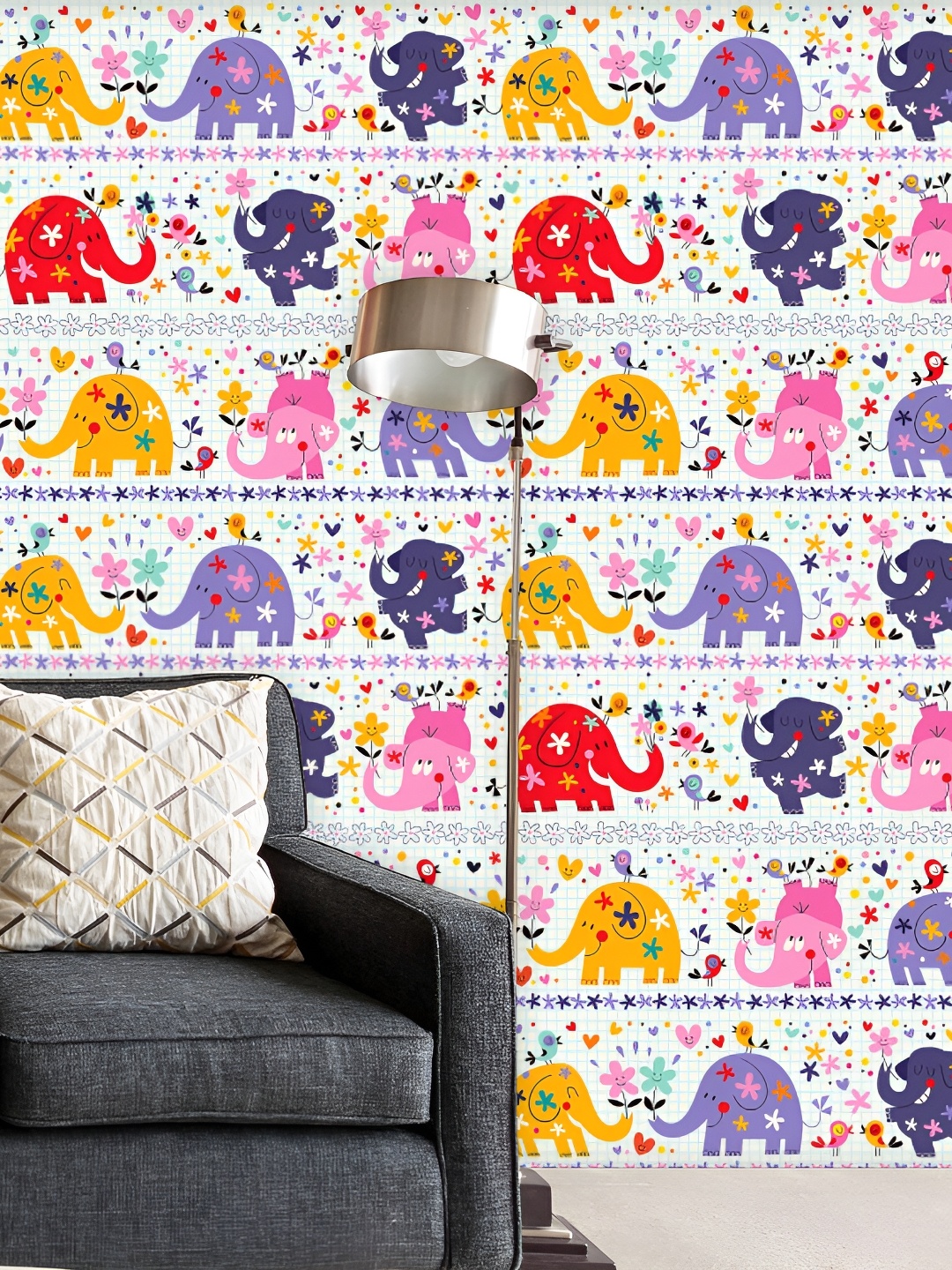 

ArtzFolio Pink & White Baby Elephants Printed Self Adhesive Waterproof Wallpaper