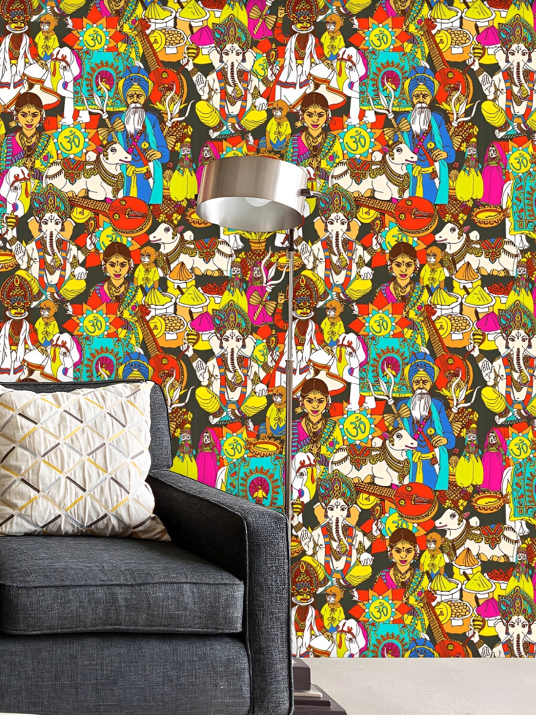 

ArtzFolio Yellow & Blue Religious Printed Self-Adhesive Peel & Stick Wallpaper