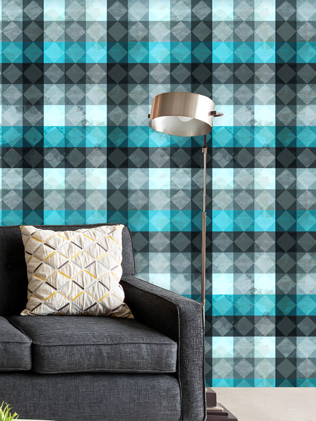 

ArtzFolio Blue & Grey Printed Self Adhesive Wallpaper
