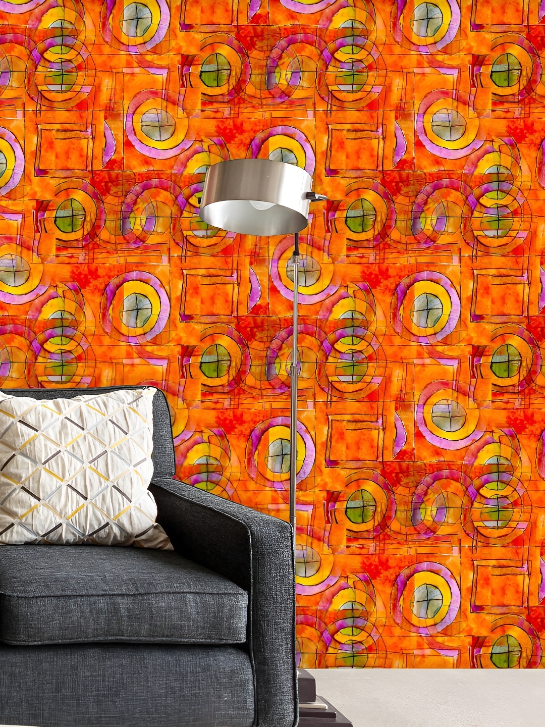 

ArtzFolio Orange Colored & Pink Printed Self Adhesive Wallpaper Sticker