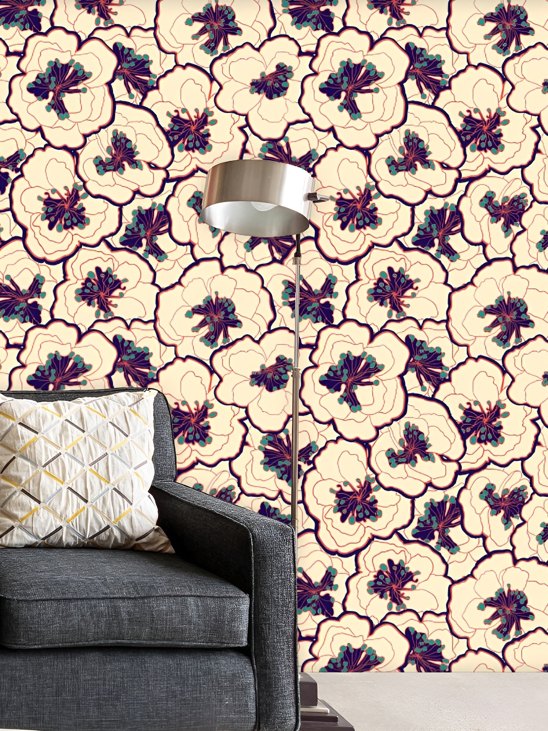 

ArtzFolio Beige & Purple Printed Peel & Stick Non-PVC Vinyl Self-Adhesive Wallpaper