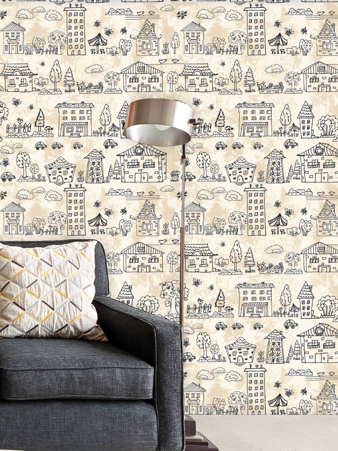 

ArtzFolio Beige & Black Printed Self Adhesive Wall Sticker