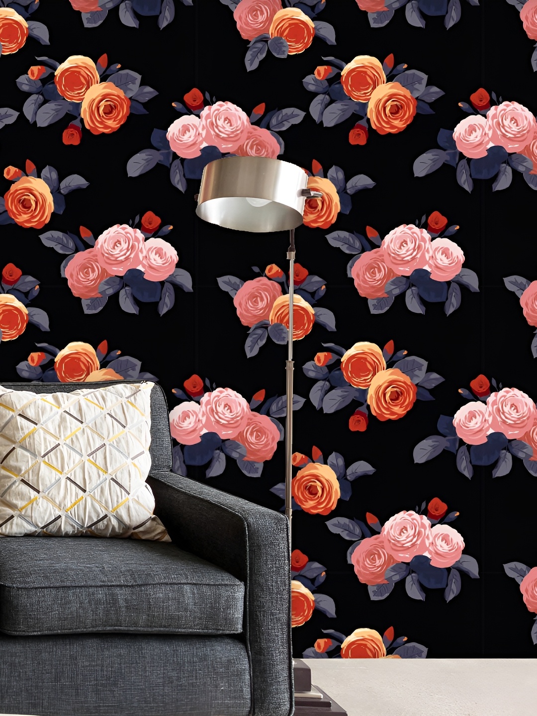

ArtzFolio Black & Grey Floral Printed Self Adhesive Wallpaper