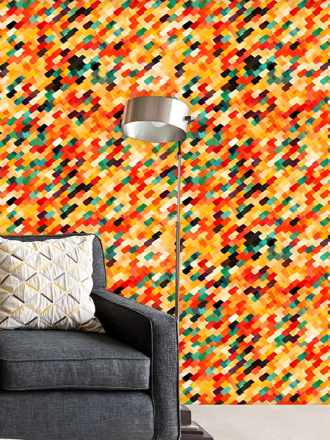 

ArtzFolio Orange Geometric Print Peel & Stick Non-PVC Vinyl Self-Adhesive Wall Sticker