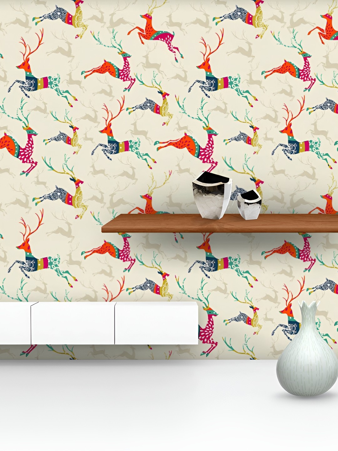 

ArtzFolio Beige & Red Self-Adhesive Peel & Stick Wallpaper