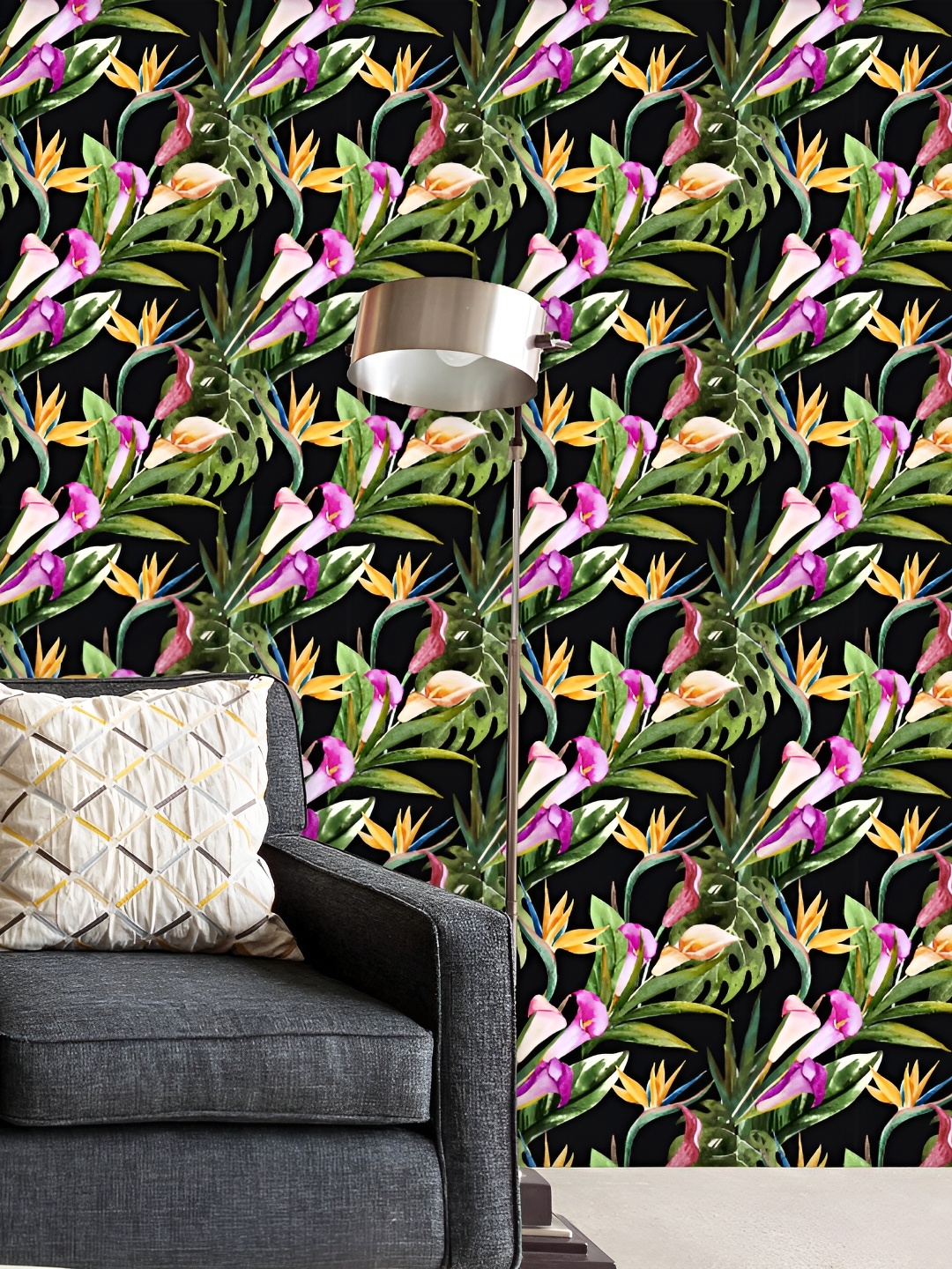 

ArtzFolio Black & Green Floral And Botanical Printed Self Adhesive Wall Sticker