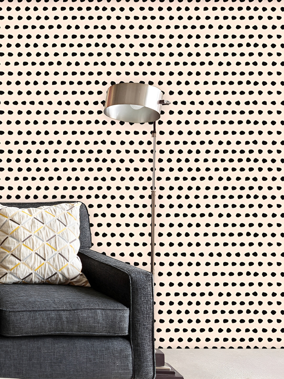 

ArtzFolio Beige & Black Dots Printed Water Resistant Peel & Stick Wallpaper