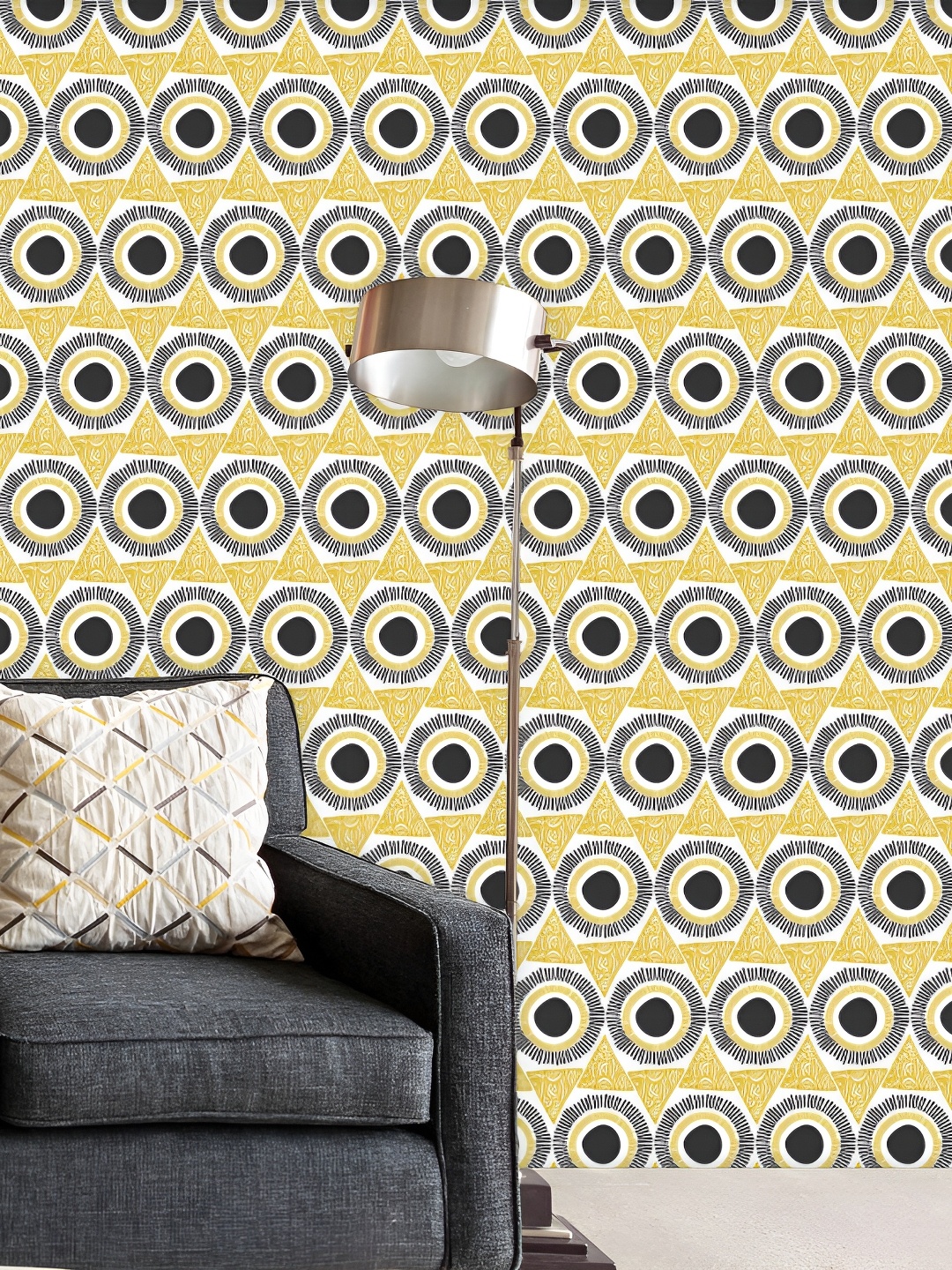 

ArtzFolio Yellow & White Printed Self Adhesive Wallpaper