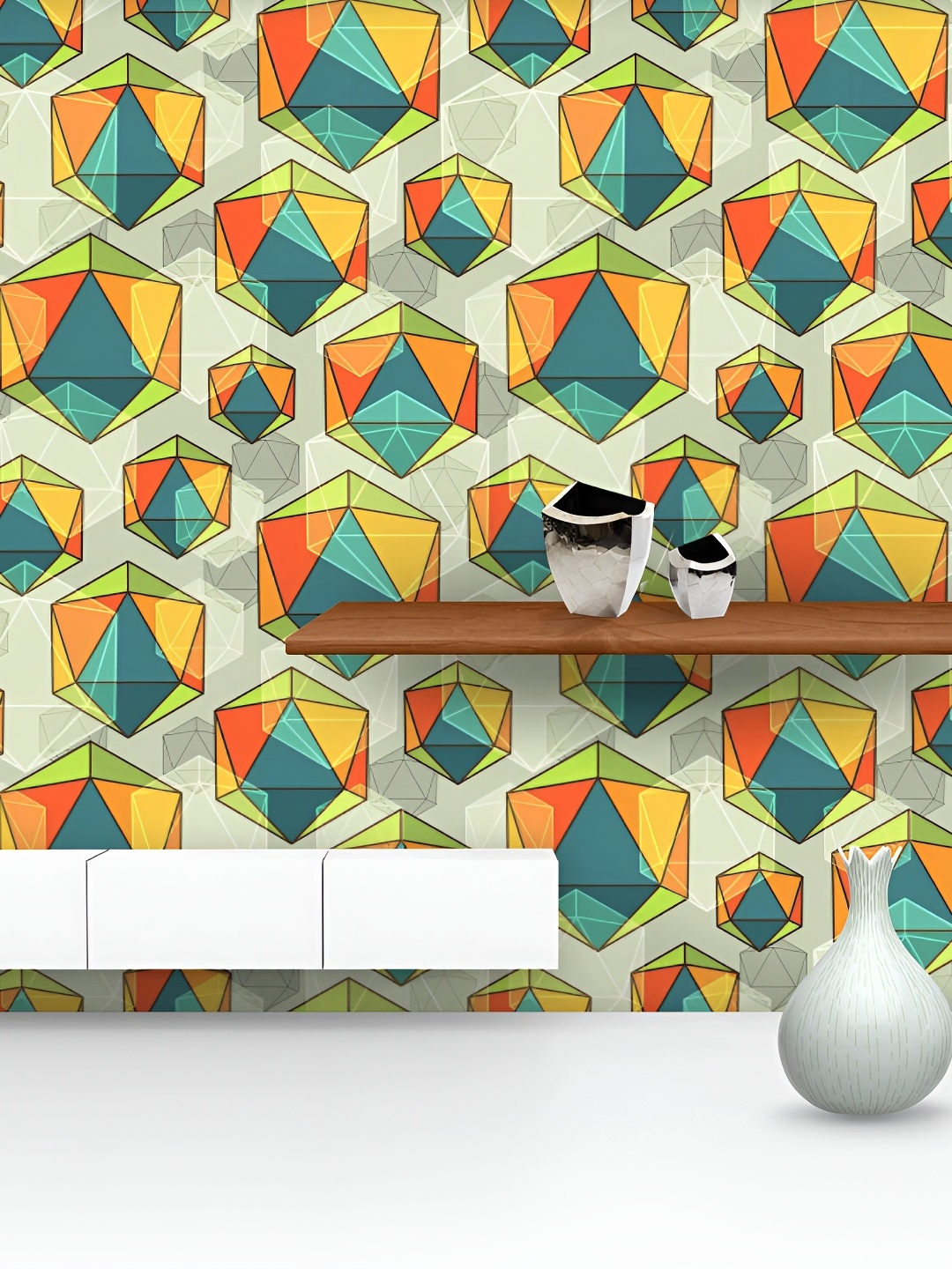 

ArtzFolio Green & Yellow Geometric Printed Peel & Stick Wallpaper