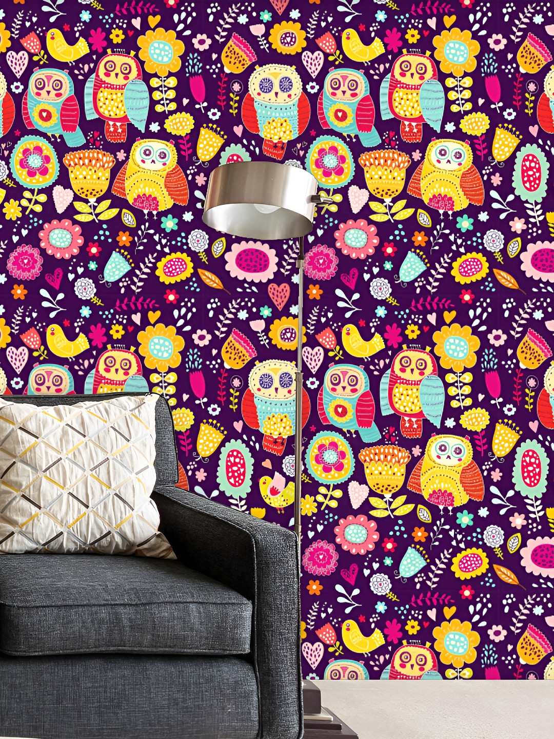 

ArtzFolio Purple & Yellow Ethnic Motifs Printed Water Resistant Peel & Stick Wallpaper