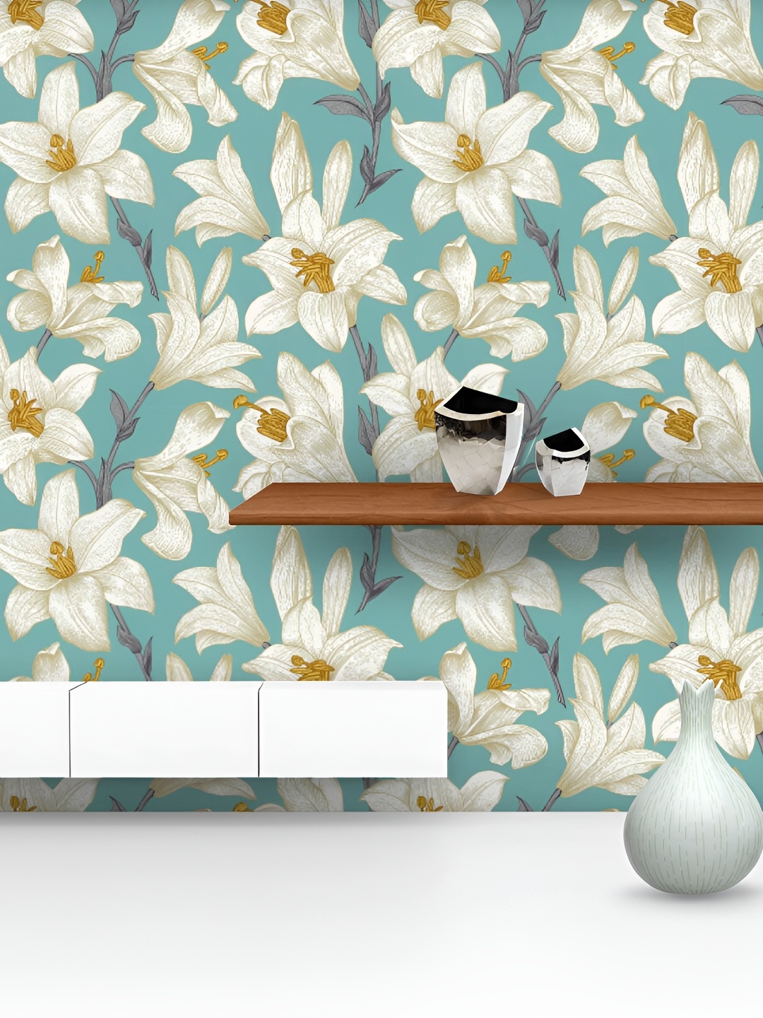 

ArtzFolio Blue & Beige Floral & Botanical Printed Self-Adhesive Peel & Wall Sticker