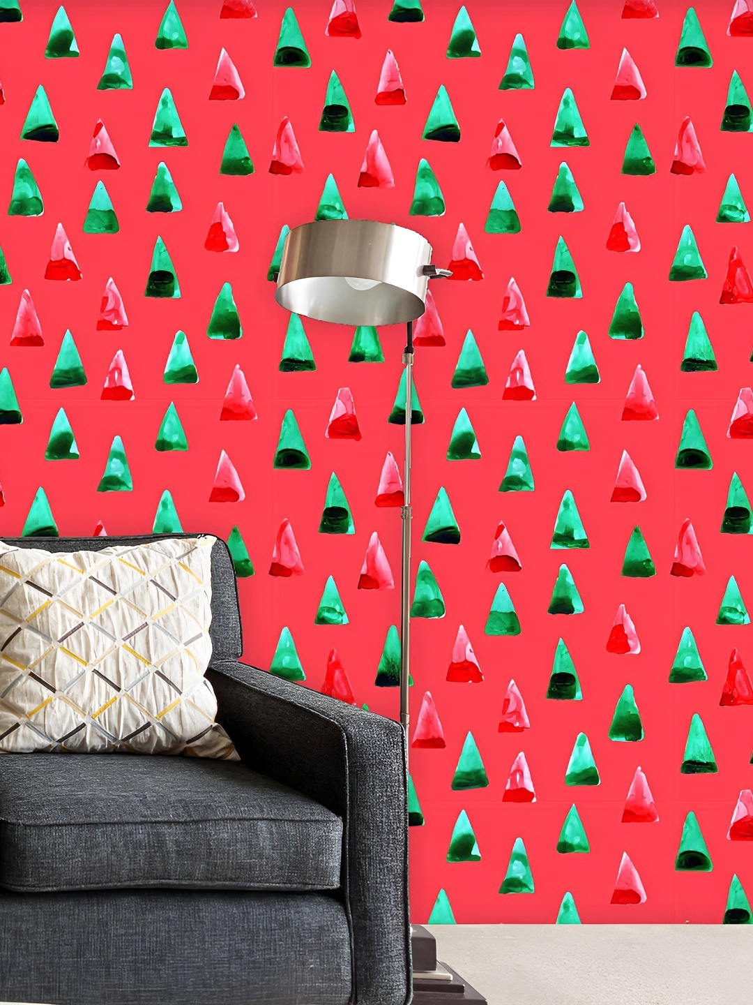 

ArtzFolio Red & Green Abstract Printed Self Adhesive Peel & Stick Wallpaper