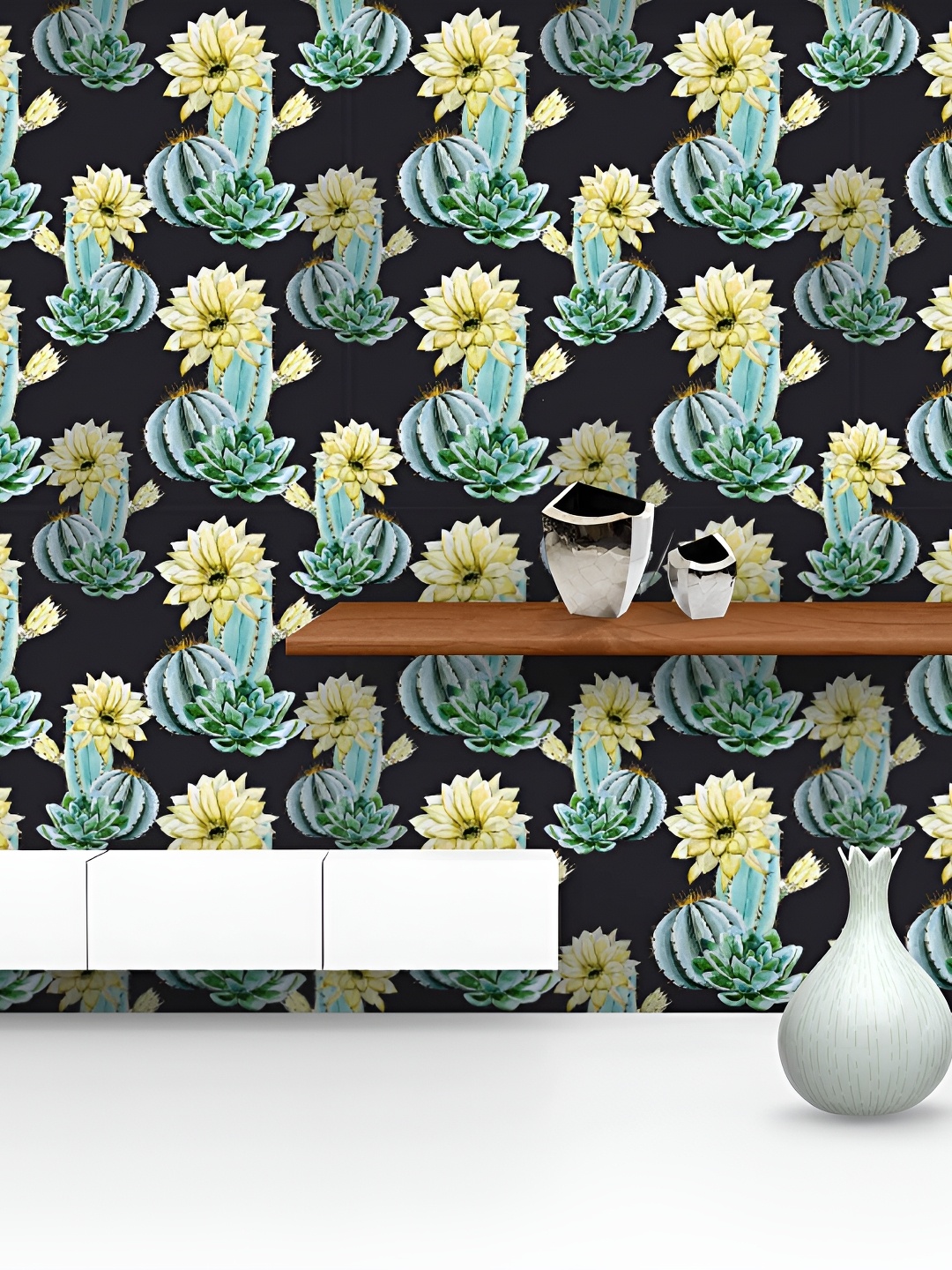 

ArtzFolio Black & Yellow Floral Printed Self-Adhesive Wallpaper