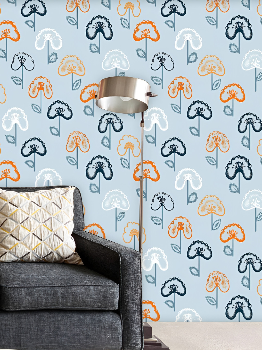 

ArtzFolio Blue & Black Conversational Printed Peel & Stick Self-Adhesive Wallpaper