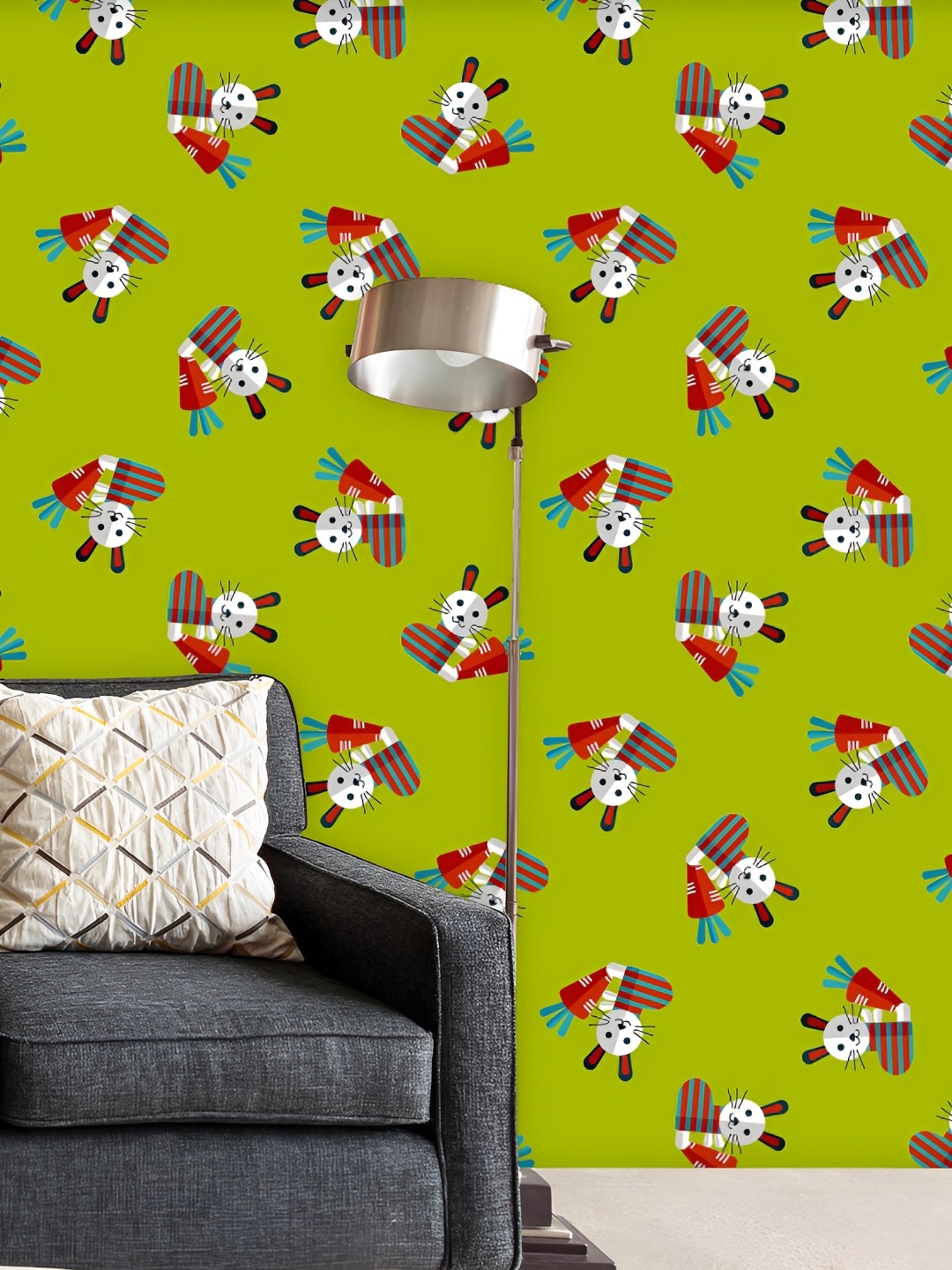 

ArtzFolio Green & Red Conversational Printed Self-Adhesive Peel & Stick Wallpaper