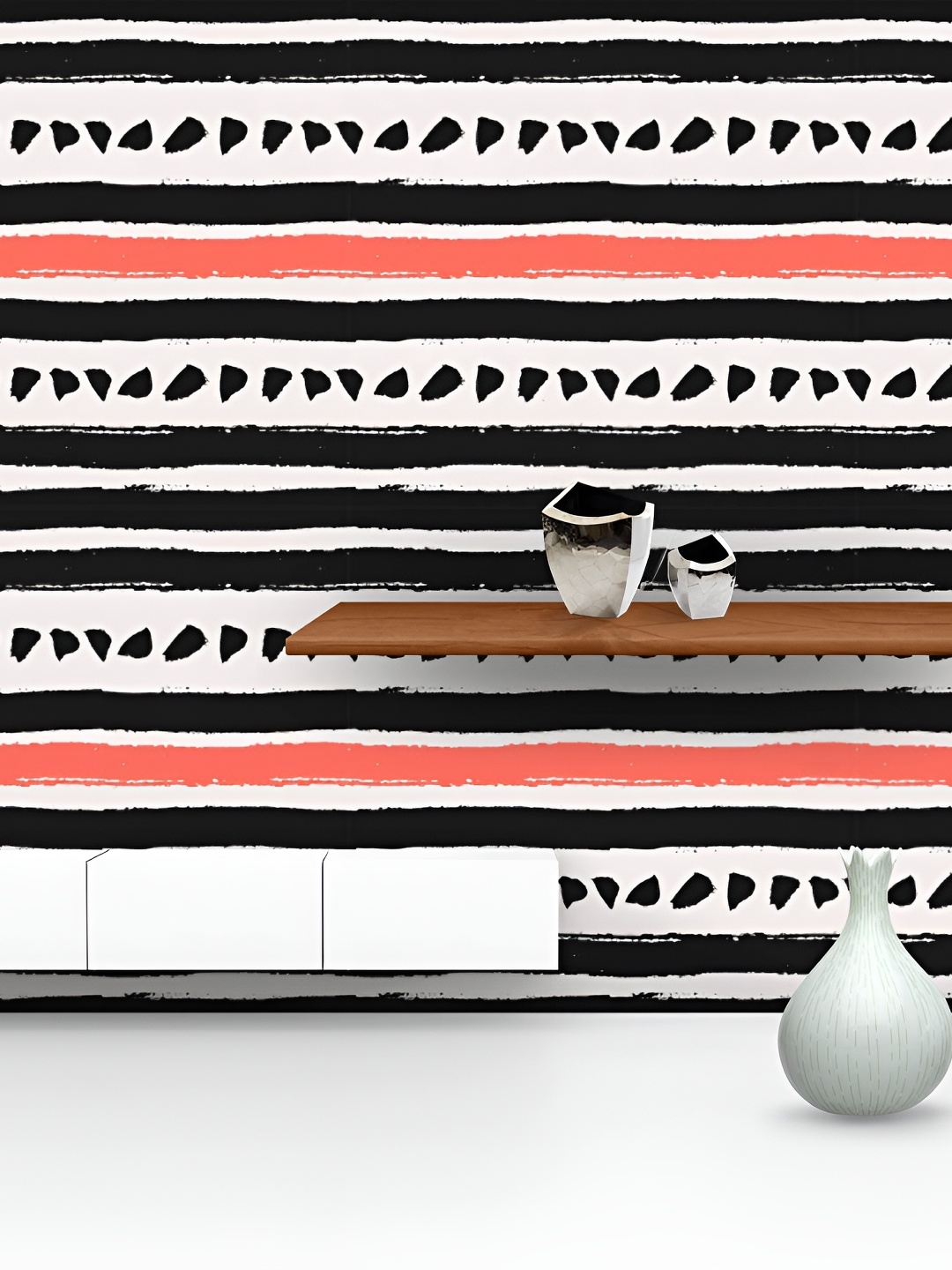 

ArtzFolio White & Black Striped Self-Adhesive Peel & Stick Wallpaper