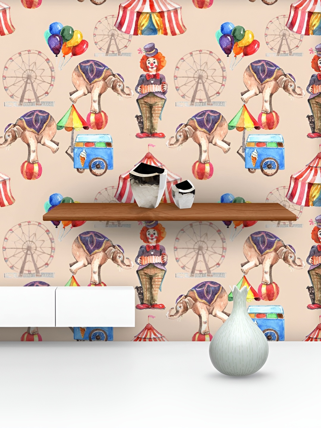 

ArtzFolio Beige & Red Printed Self Adhesive Wallpaper