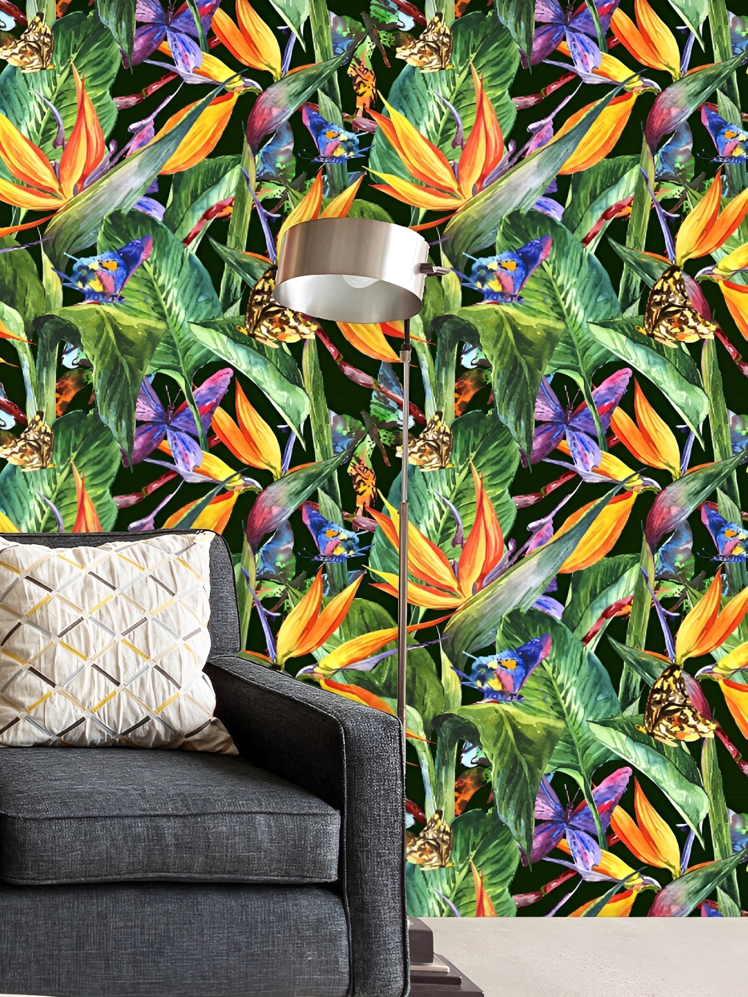 

ArtzFolio Black & Green Floral Printed Self Adhesive Wall Decal