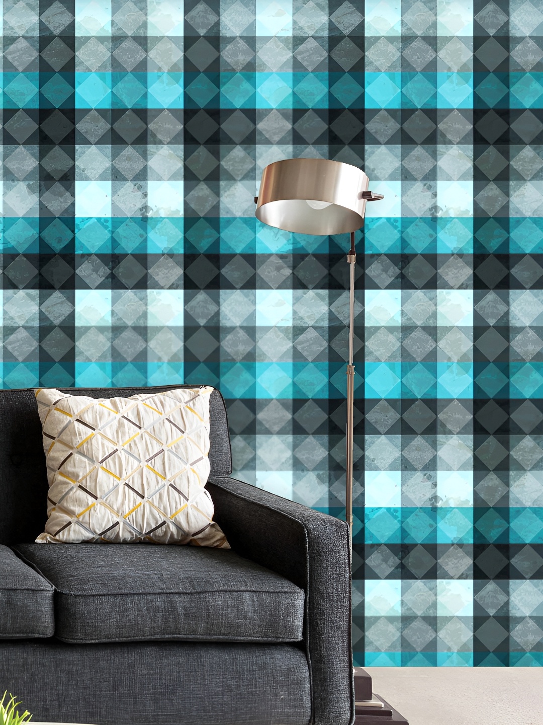 

ArtzFolio Blue & Grey Printed Self Adhesive Wallpaper