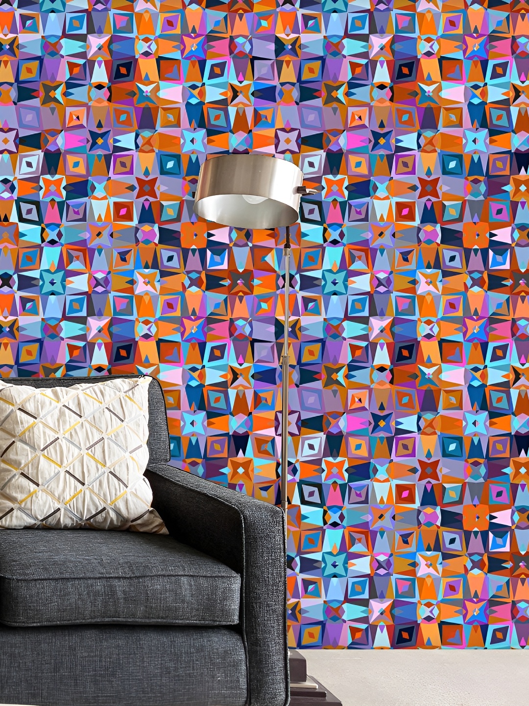 

ArtzFolio Blue & Orange Printed Self-Adhesive Water-Resistant Wallpaper