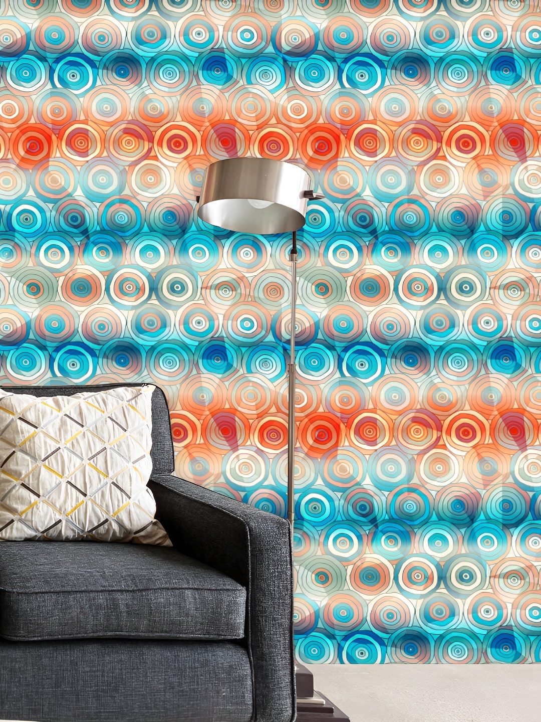 

ArtzFolio Blue & Orange Colored Printed Self Adhesive Wallpaper