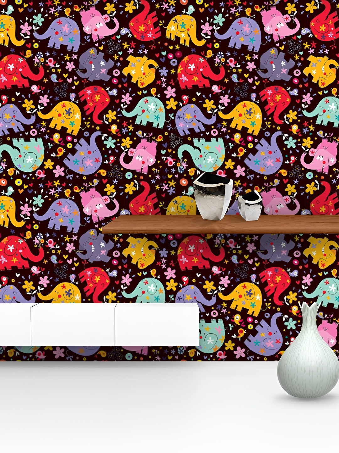 

ArtzFolio Brown & Blue Floral Printed Self Adhesive Waterproof Wallpaper