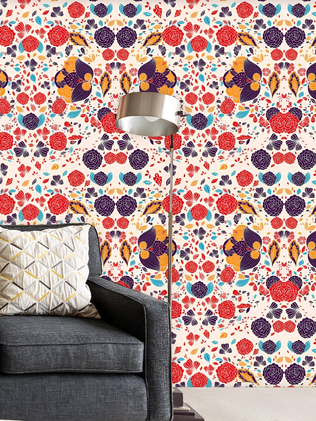 

ArtzFolio Cream & Violet Printed Self-Adhesive Water-Resistant Wallpaper