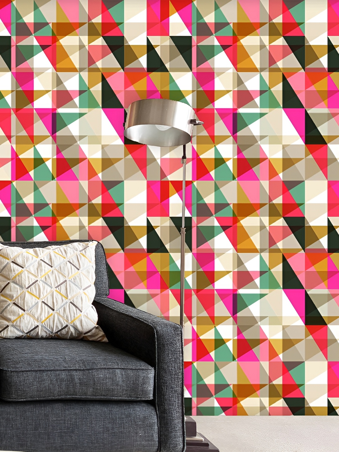 

ArtzFolio Pink & Green Geometric Printed Self Adhesive Waterproof Wallpaper