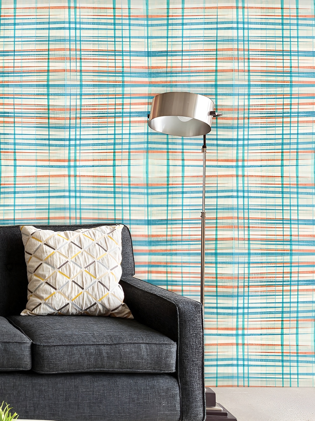 

ArtzFolio Blue & Brown Checked Printed Self Adhesive Water Resistant Wallpaper