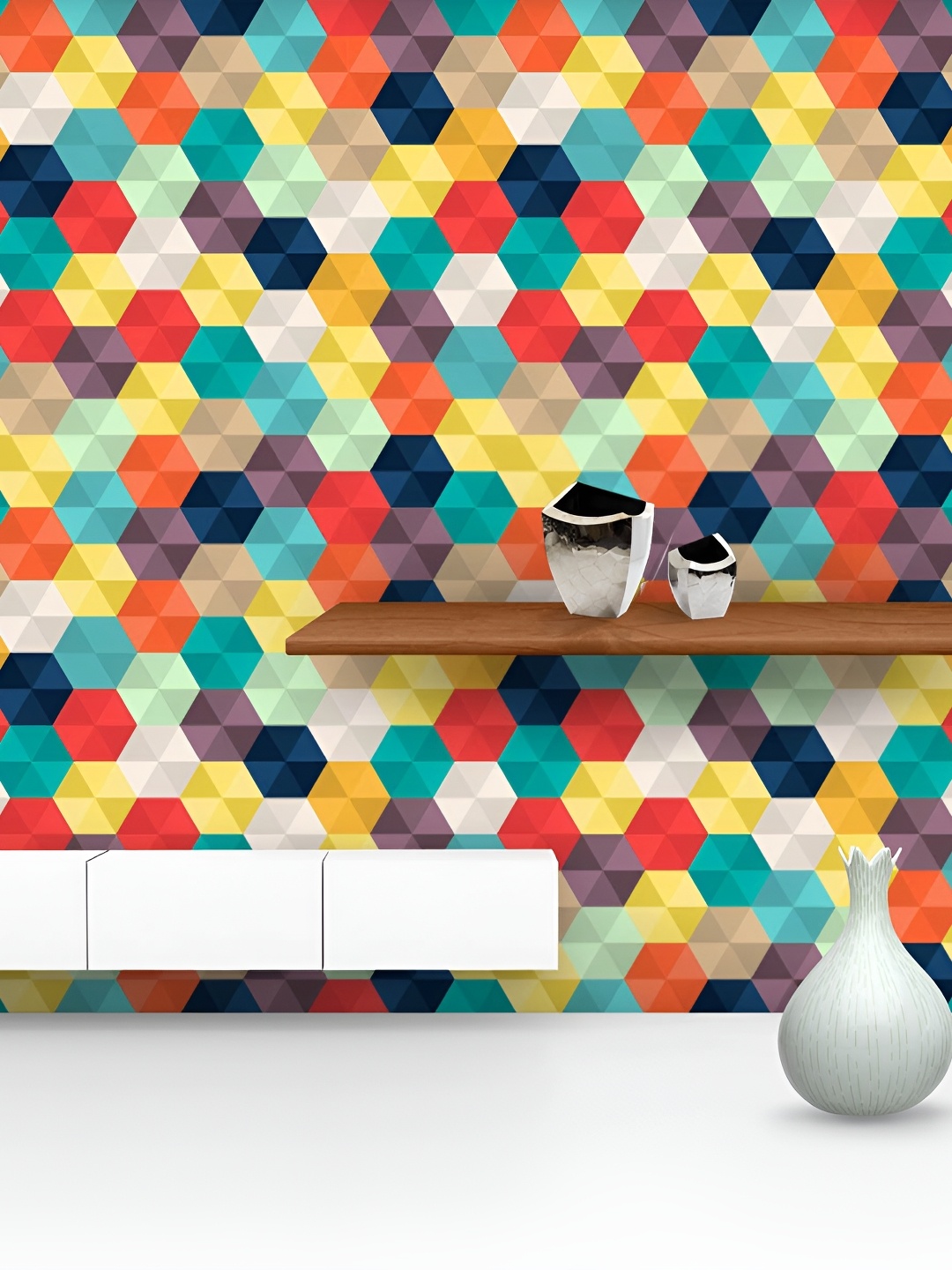 

ArtzFolio Yellow & Blue Geometric Printed Self Adhesive Water Resistant Wallpaper